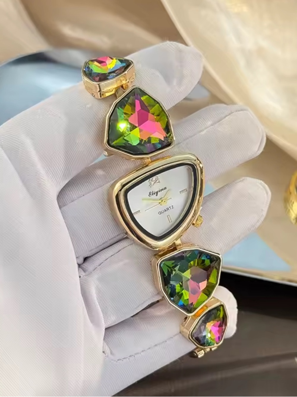 New  multicolour Women's Bracelet Watch with Iridescent Crystal Accents